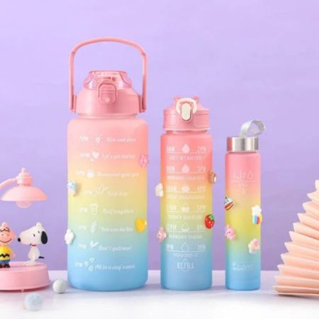 3 in 1 Water Bottle set Motivational